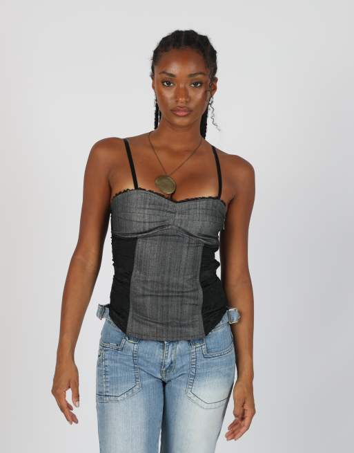 Vintage Reds S corset in charcoal grey