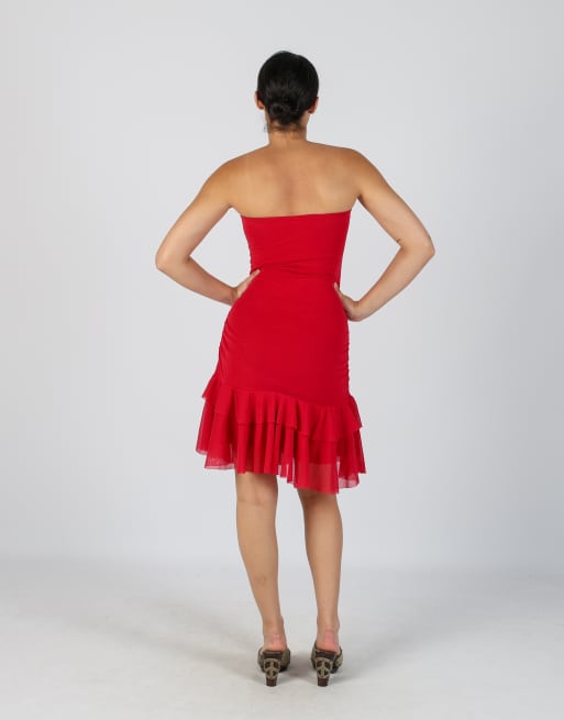 Vintage Reds XS woven mini dress in red, 3 of 4