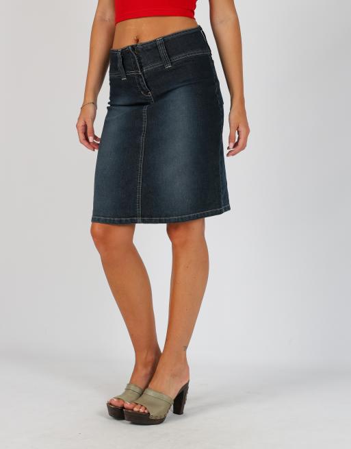 Vintage redstar XS denim midi skirt in blue, 2 of 4