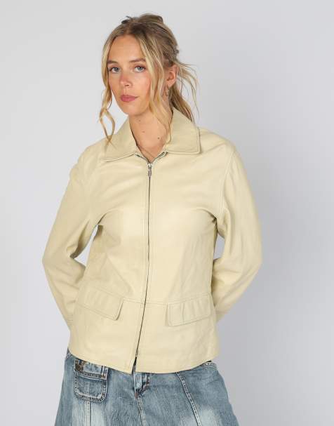 Vintage Reeve Leather S leather jacket in cream - view 1