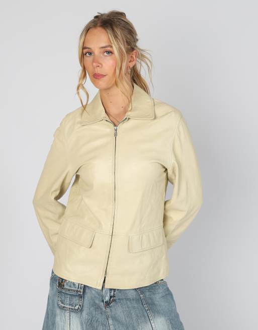 Vintage Reeve Leather S leather jacket in cream