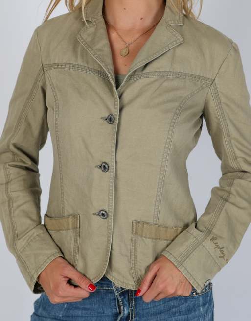 Vintage Replay S light jacket in khaki green, 4 of 4