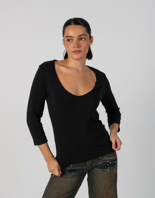 Vintage Replay S long sleeve top in black, 1 of 4