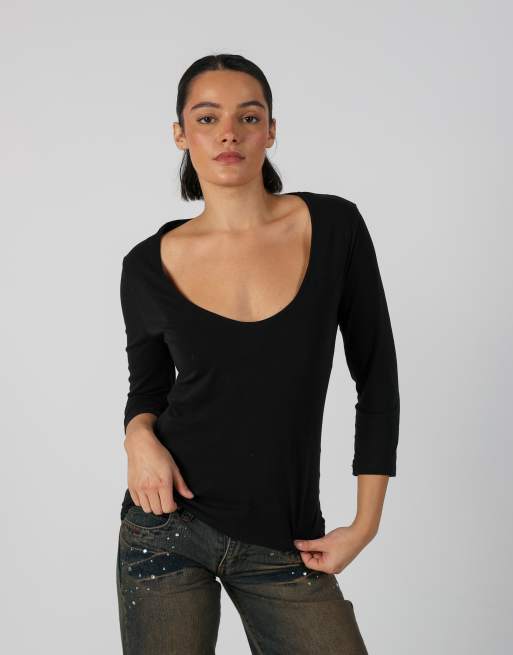 Vintage Replay S long sleeve top in black, 3 of 4