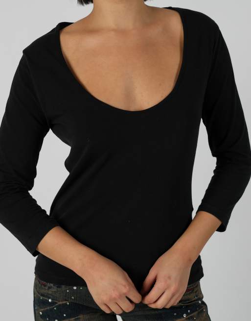 Vintage Replay S long sleeve top in black, 4 of 4