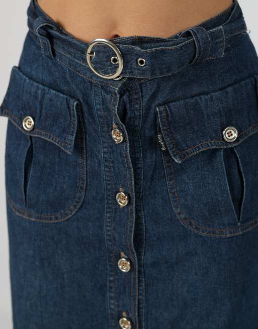 Vintage Replay XS denim maxi skirt in blue, 4 of 4