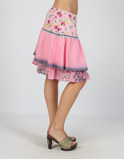 Vintage Replay XS woven midi skirt in pink, 2 of 4