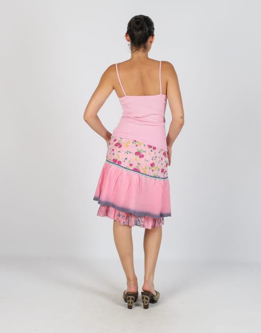 Vintage Replay XS woven midi skirt in pink, 3 of 4