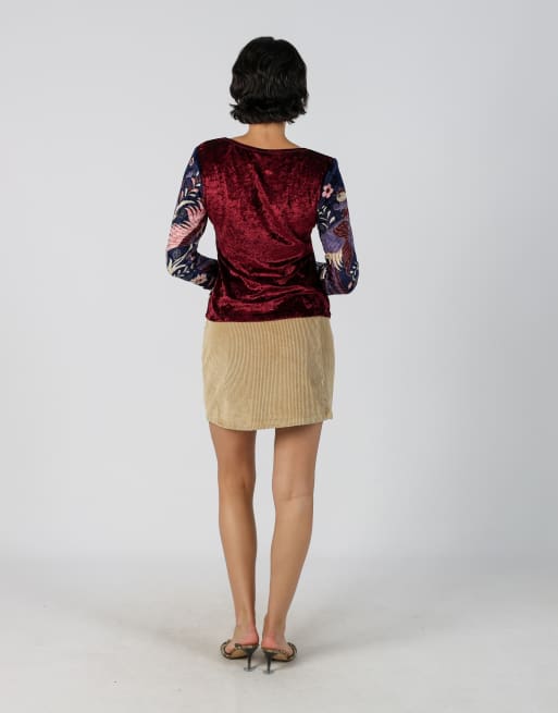 Vintage Replay XXS cord skirt in tan, 3 of 4