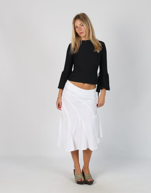 Vintage Revenge S woven midi skirt in white, 1 of 4