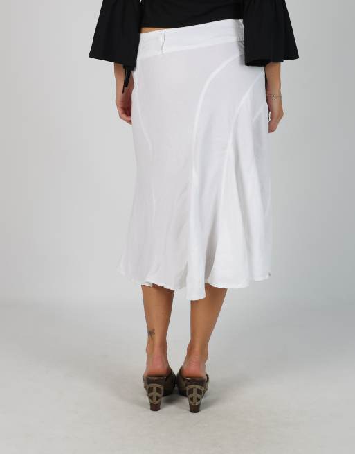 Vintage Revenge S woven midi skirt in white, 4 of 4