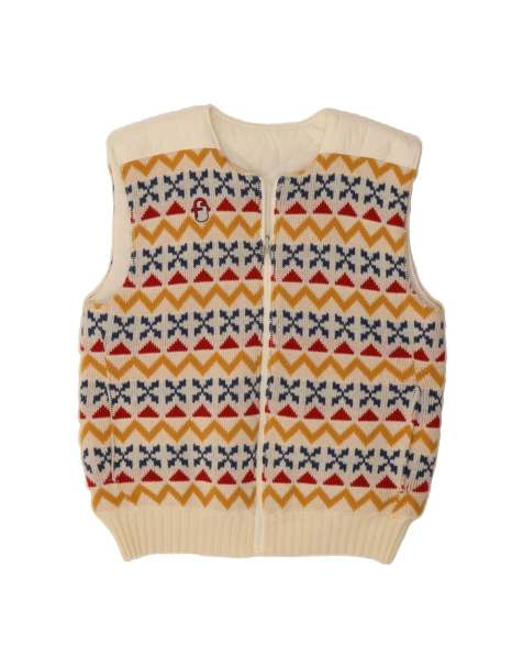Vintage Reversible Cardigan Sweater It 46 Small In Off In White Geometric - view 1
