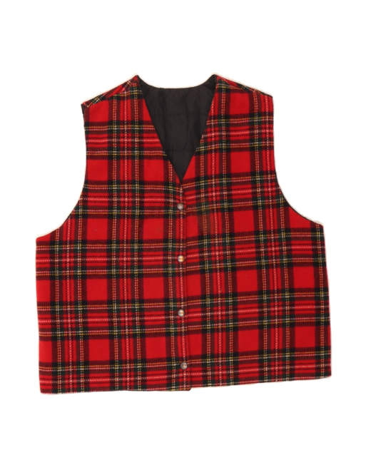 Vintage Reversible Gilet UK 16 Large In Red Plaid
