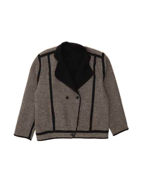 Vintage Reversible Jacket UK 20 2XL In Grey Houndstooth Wool - view 1