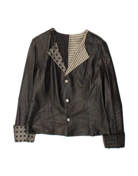 Vintage Reversible Leather Jacket It 46 Large In Black - view 1