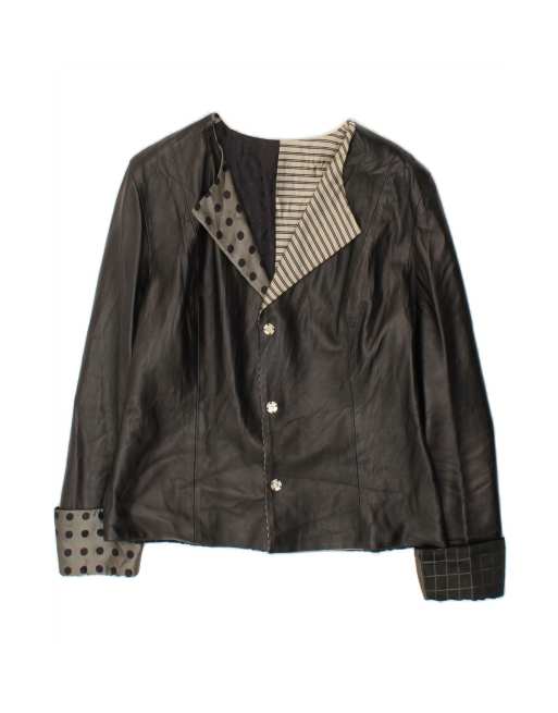 Vintage Reversible Leather Jacket It 46 Large In Black