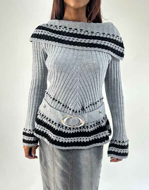 Vintage ribbed jumper in grey