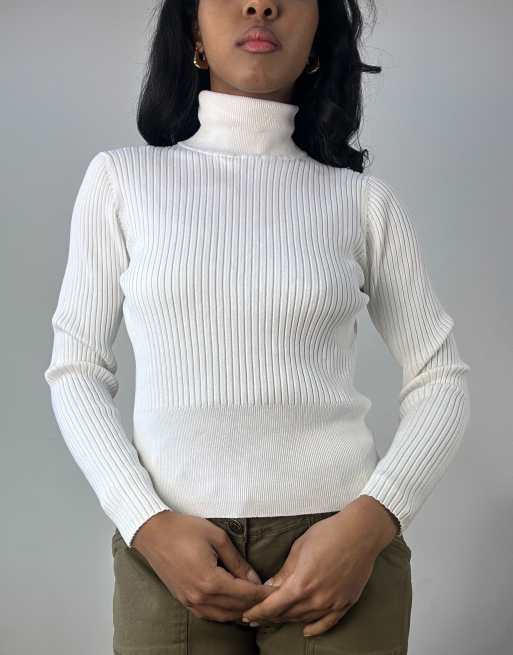 Vintage ribbed jumper in white