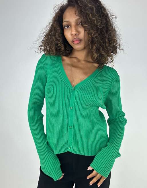 Vintage ribbed knit jumper in green