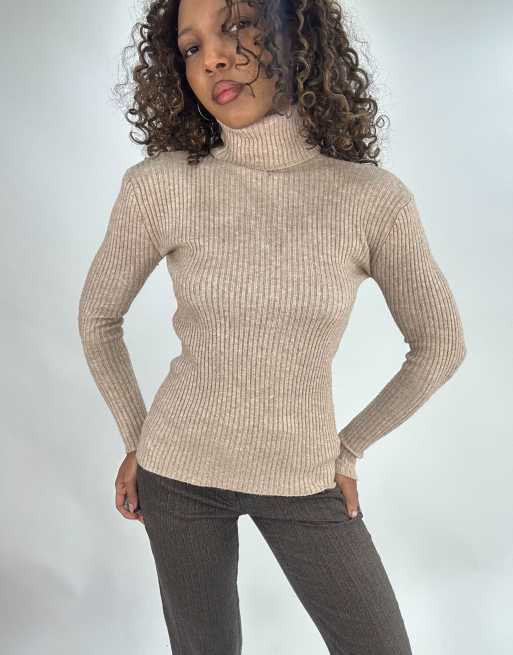 Vintage ribbed turtleneck in beige