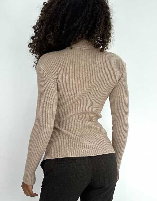 Vintage ribbed turtleneck in beige, 2 of 4