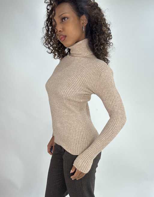 Vintage ribbed turtleneck in beige, 4 of 4