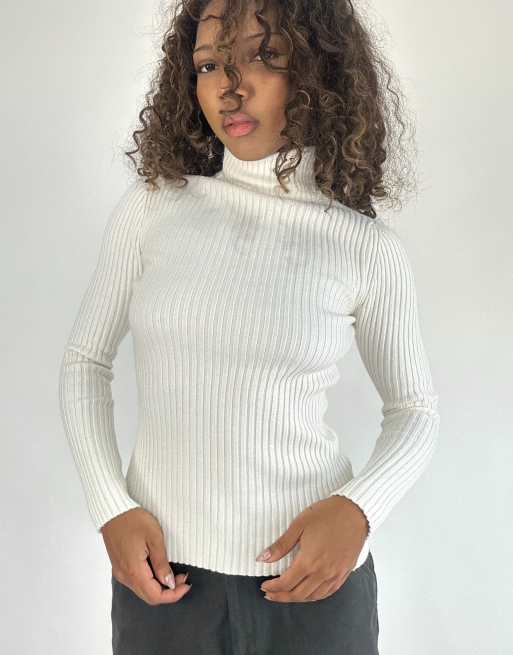 Vintage ribbed turtleneck in white