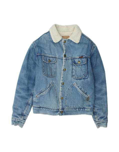 Vintage Rifle Denim Sherpa Jacket UK 38 Medium In Blue - view 1