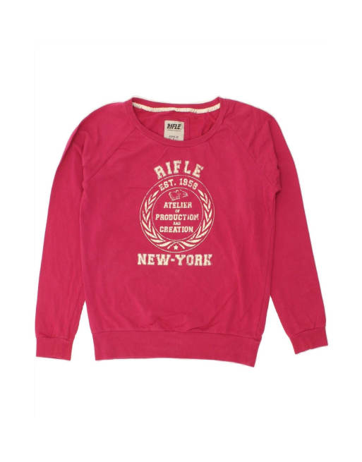 Vintage Rifle Graphic Sweatshirt Jumper Uk 12 Medium In Pink