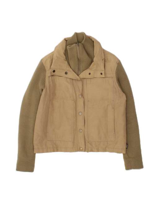 Vintage Rifle Hooded Knit Bomber Jacket Uk 14 Medium In Beige