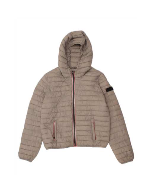 Vintage Rifle Hooded Padded Jacket UK 10 Small In Grey