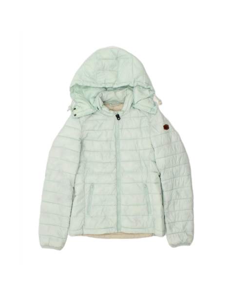 Vintage Rifle Hooded Padded Jacket Uk 10 Small In Turquoise - view 1