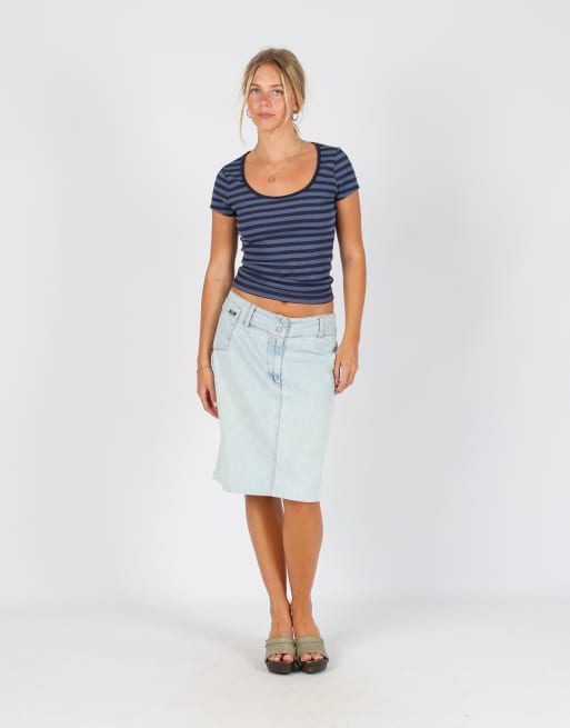 Vintage Rifle Jeans S denim midi skirt in light blue