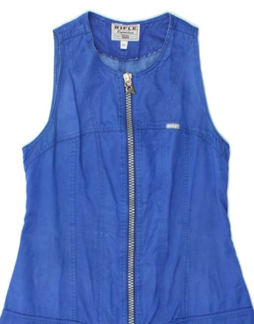 Vintage Rifle Sleeveless Denim Dress UK 12 Medium In Blue, 3 of 4