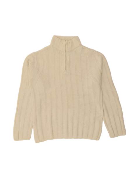 Vintage Rifle Zip Neck Jumper Sweater UK 18 XL In Beige - view 1