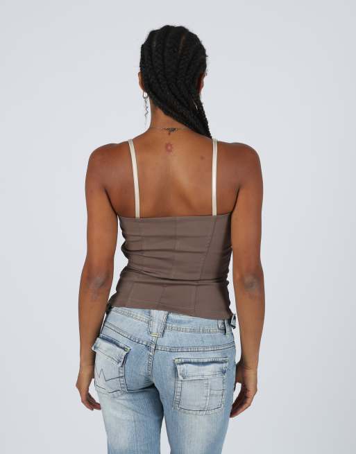 Vintage Rinascimento S cami in brown, 2 of 4