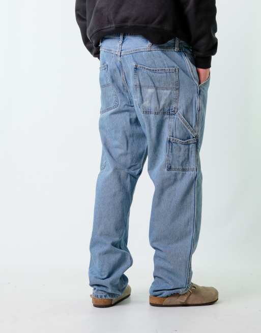Vintage RK Brand 36x32 Denim Carpenter Baggy Jeans Light Blue