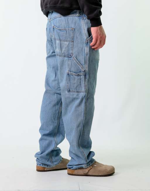 Vintage RK Brand 36x32 Denim Carpenter Baggy Jeans Light Blue, 4 of 4
