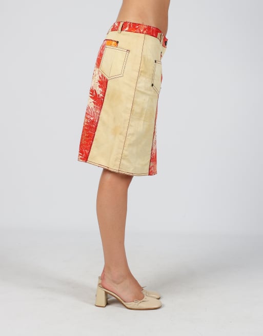 Vintage Roberta Scarpa S woven midi skirt in tan, 2 of 4