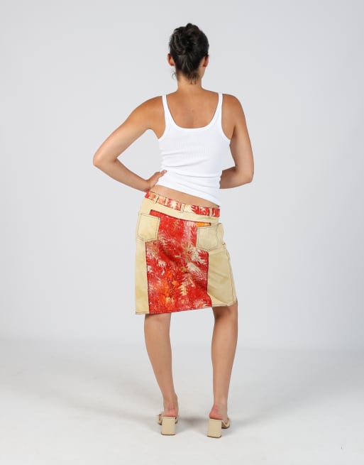Vintage Roberta Scarpa S woven midi skirt in tan, 3 of 4