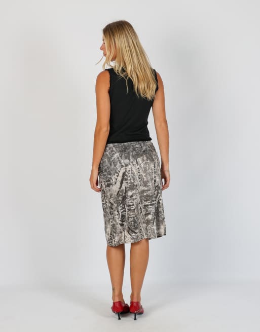 Vintage Roberta Scarpa XS woven midi skirt in grey, 3 of 4
