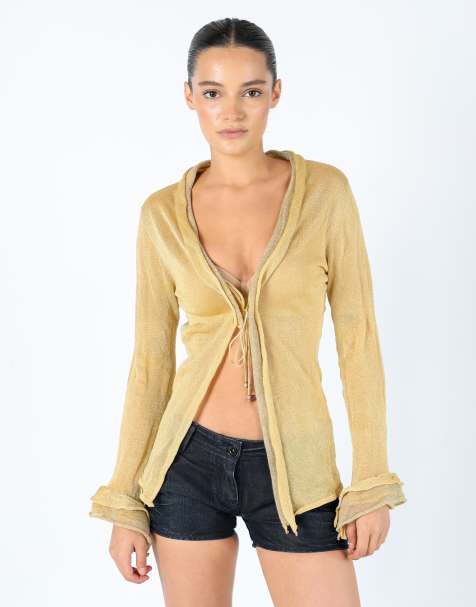 Vintage Roberto Cavalli S Mesh Top Gold - view 1