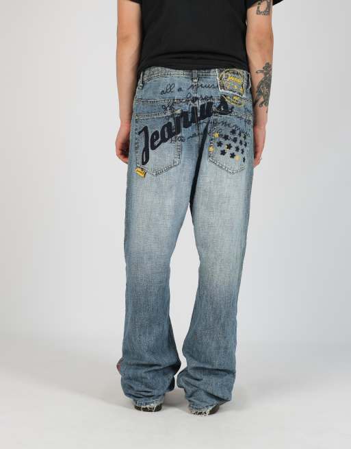 Vintage Rocawear 34x33 denim hip hop jeans in blue