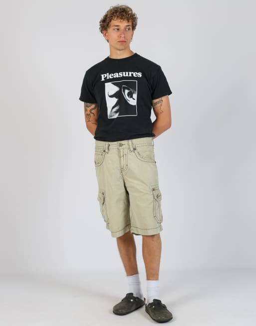 Vintage Rock Revival 34x22 canvas cargo shorts in beige