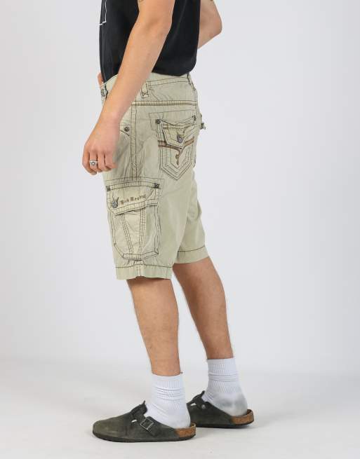 Vintage Rock Revival 34x22 canvas cargo shorts in beige, 2 of 4
