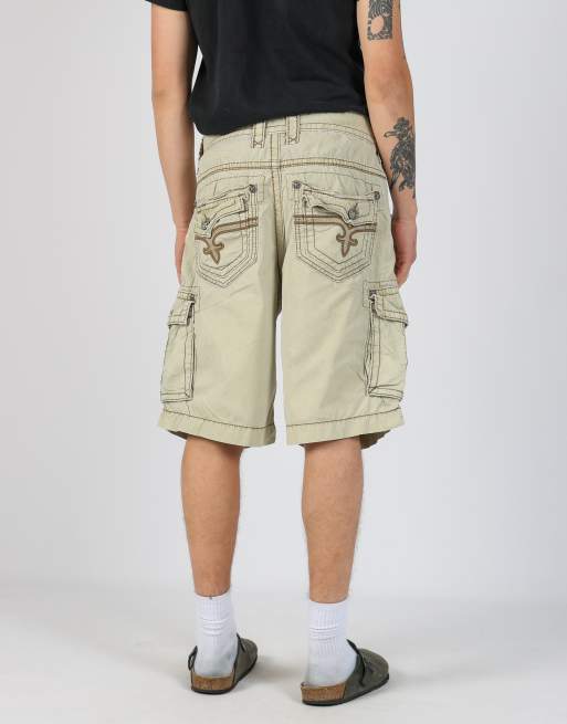 Vintage Rock Revival 34x22 canvas cargo shorts in beige, 4 of 4