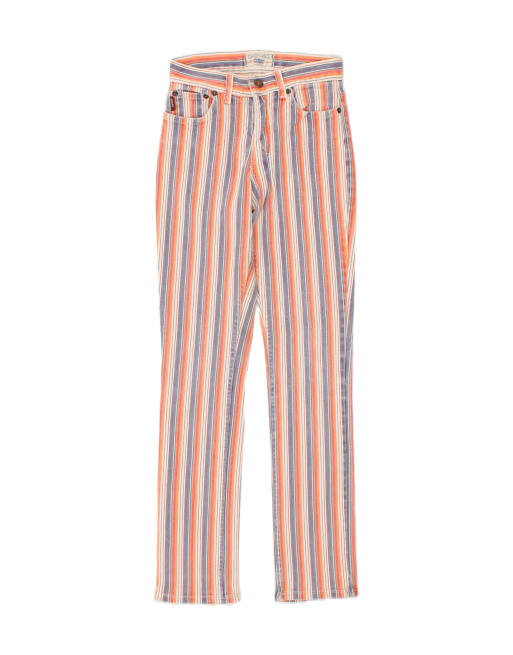 Vintage Rocky Size XS Striped Slim Casual Trousers in Multicoloured