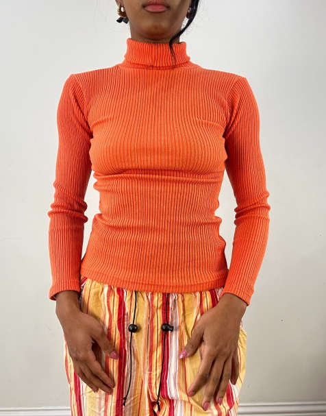 Vintage roll neck jumper in orange - view 1