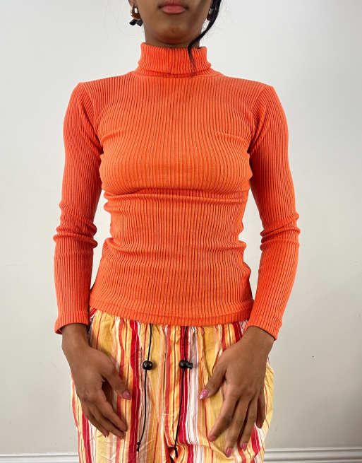 Vintage roll neck jumper in orange