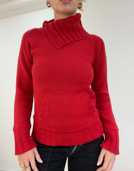 Vintage Roll neck jumper in red